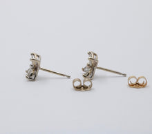 Load image into Gallery viewer, Vintage 10K Gold Diamond X Flower Studs Earrings
