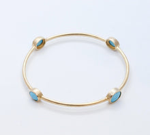 Load image into Gallery viewer, Vintage Ladies Turquoise 925 Gold Vermeil Bangle Bracelet
