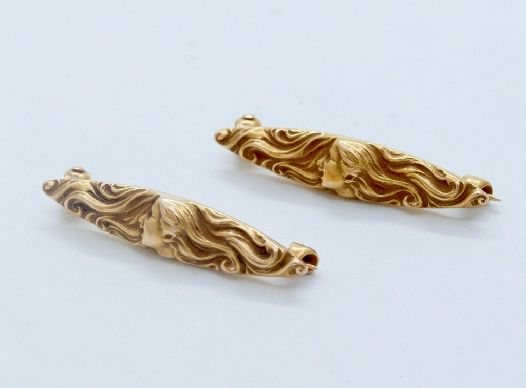 Art Nouveau 14K Yellow Gold Ladies Lingerie Pins Brooches George Krementz & Co