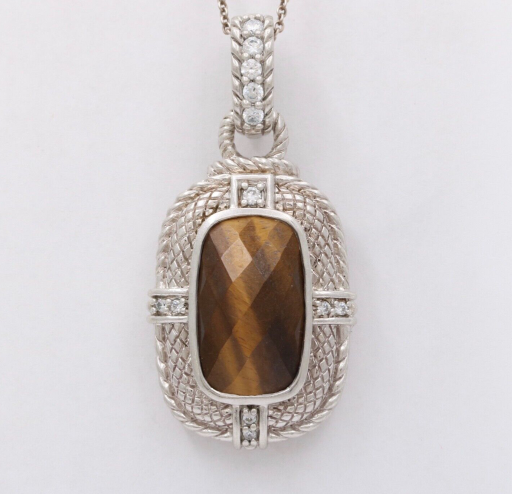 Classic Judith Ripka Tiger Eye Sterling Silver Pendant