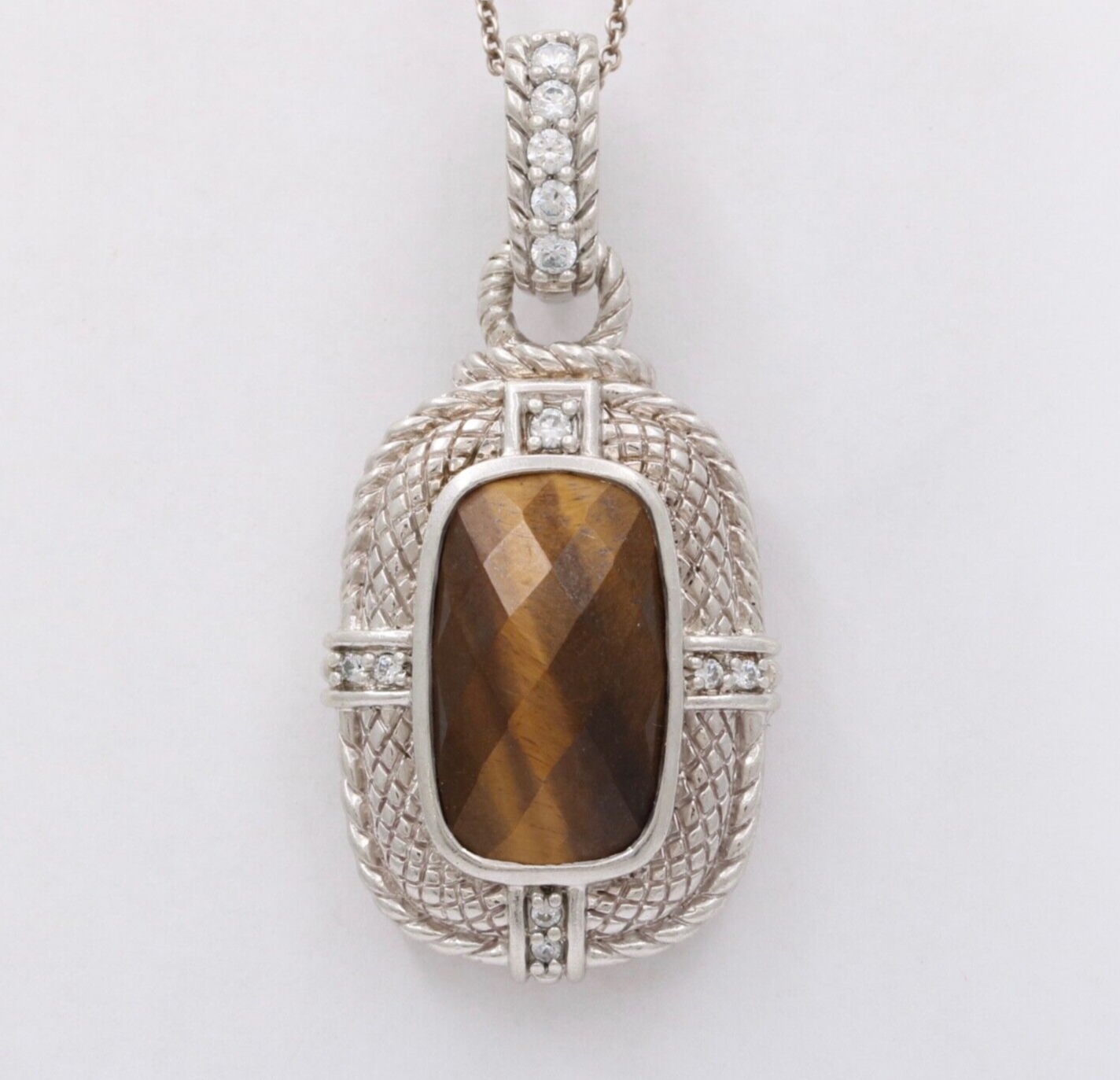 Classic Judith Ripka Tiger Eye Sterling Silver Pendant