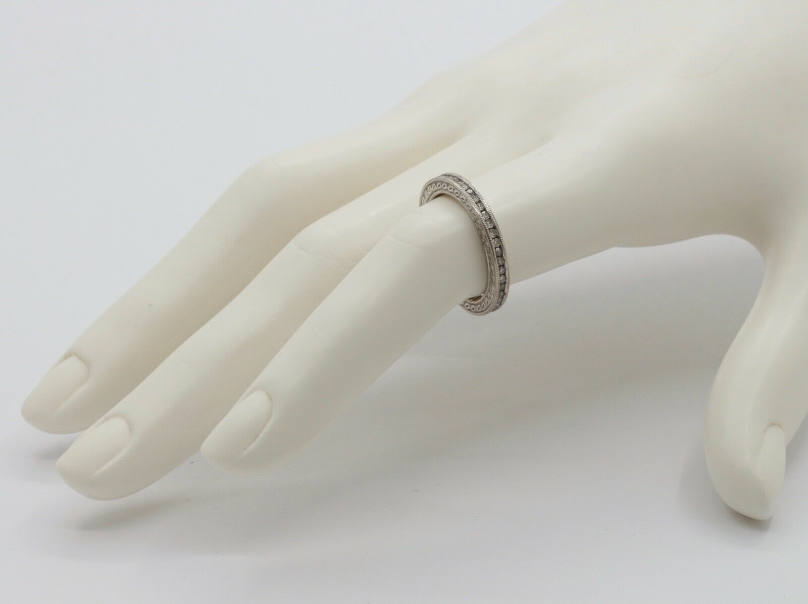 Ladies 18K White Gold Diamonds Stacking Eternity Band