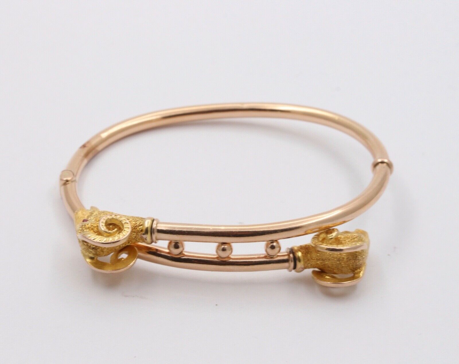 Vintage 14K Yellow Gold Ram's Head Bangle