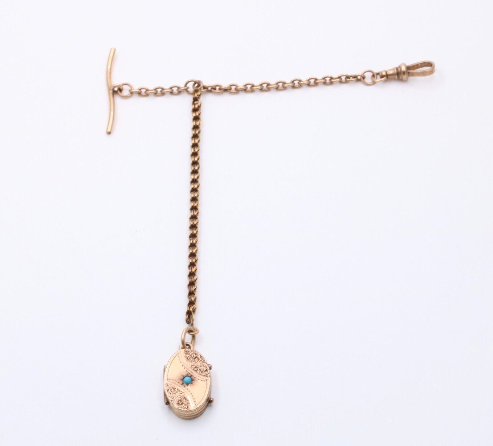 Victorian Antique Watch Chain FOB Locket 14K 10K Yellow Gold