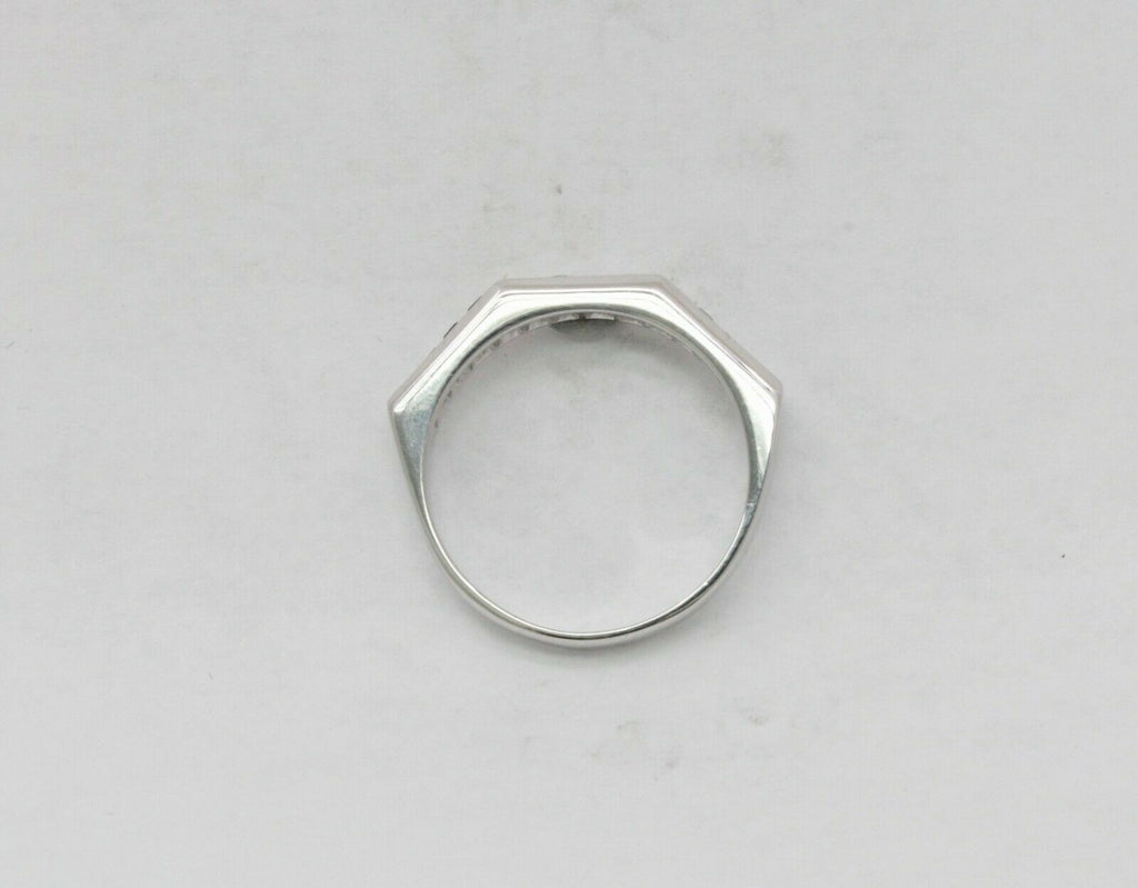 Vintage 18K White Gold Sapphire Diamond Band