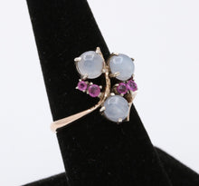 Load image into Gallery viewer, Vintage Retro 14K Star Sapphire And Ruby Bypass Ring
