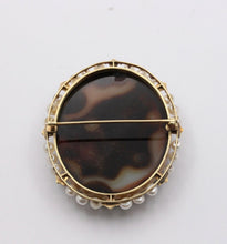 Load image into Gallery viewer, Victorian Agate Cameo Pearls 14K Rose Gold Brooch Pin
