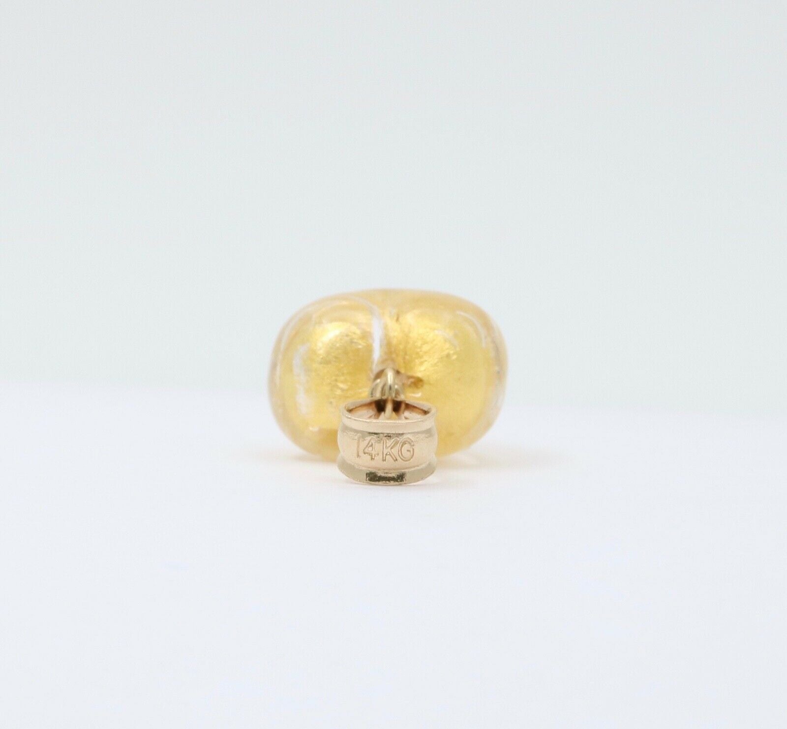 Vintage 14K Yellow Gold Murano Venetian Glass Heart Charm Pendant.