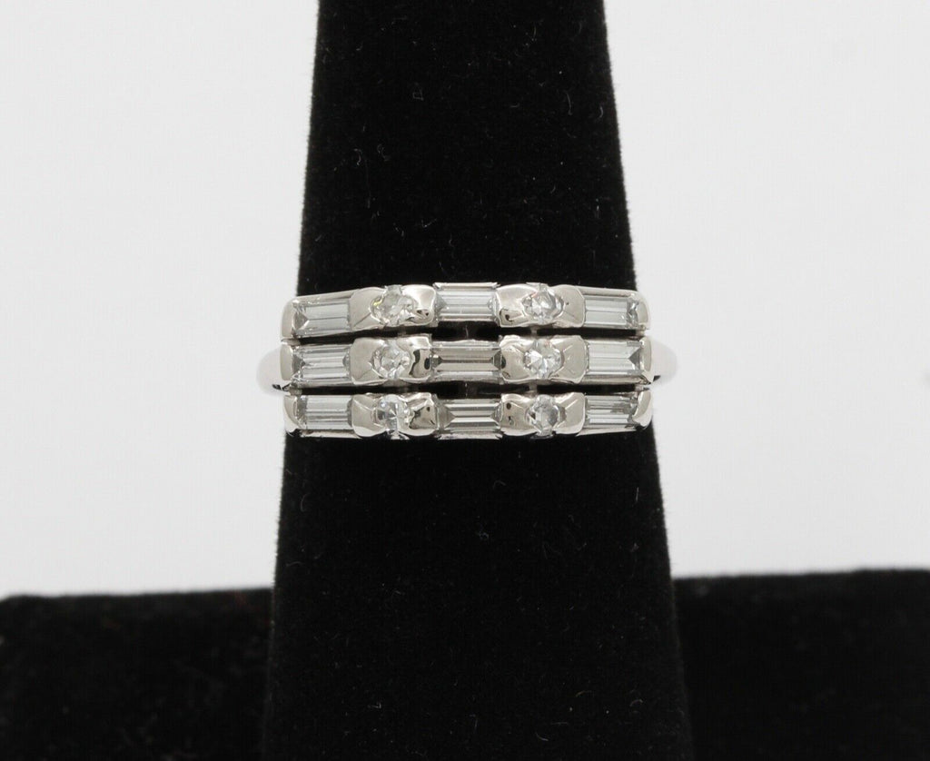 Vintage Baguette Round Platinum Wedding Band