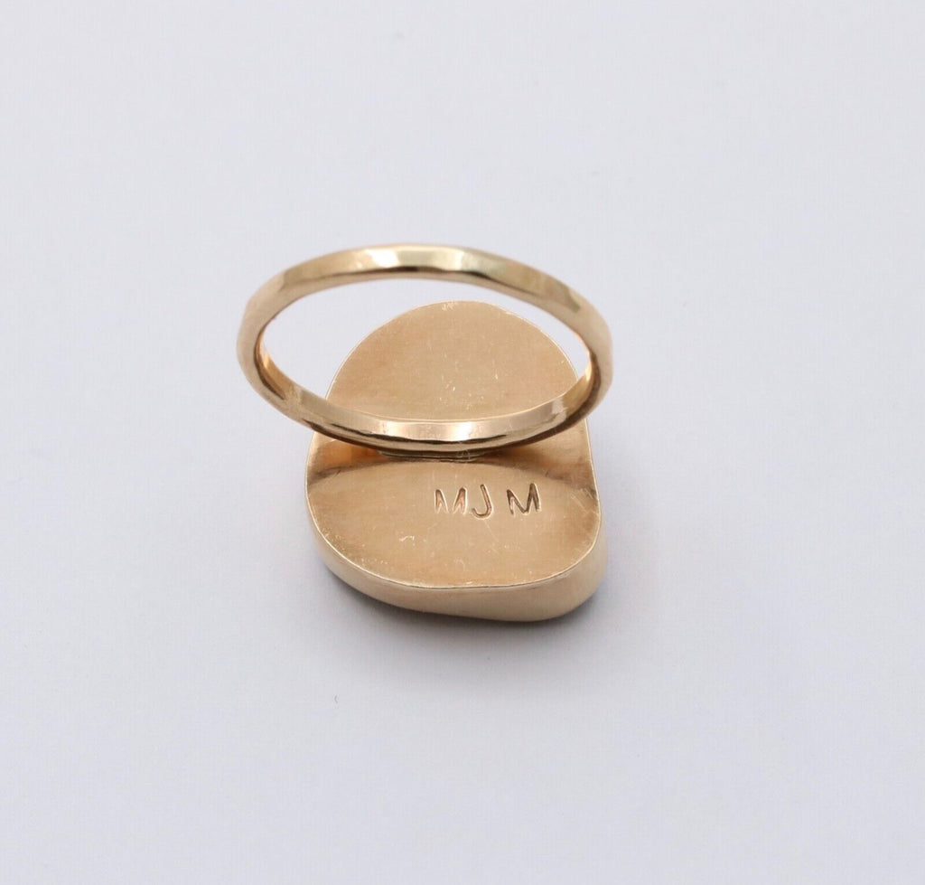 Vintage Fire Agate 14K Yellow Gold Bezel Setting RIng