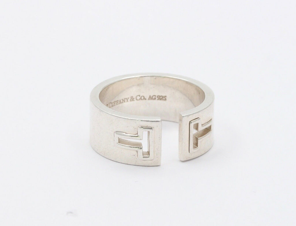 Tiffany and Co. Carved T Split Ring 925 Sterling Vintage Retired Band