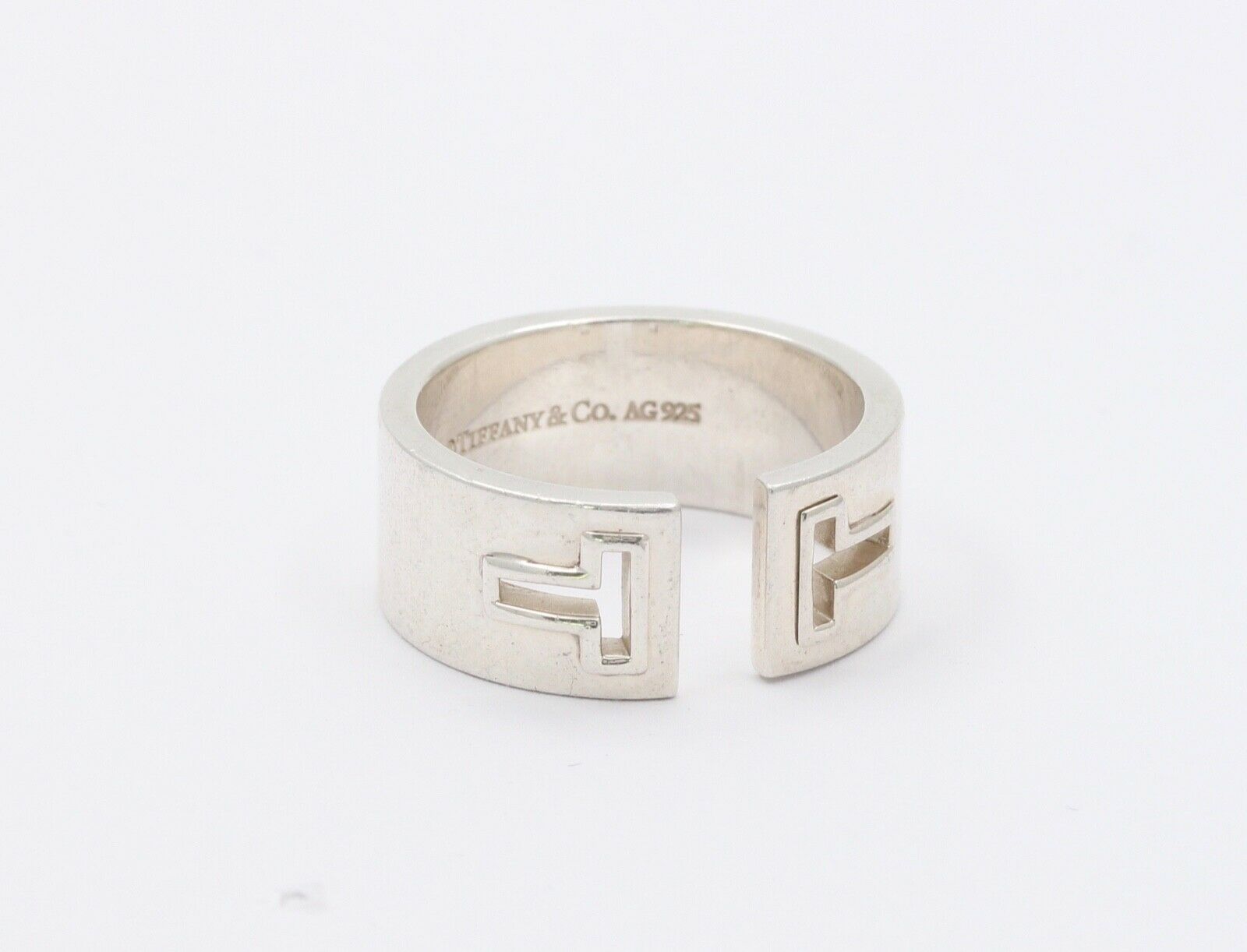 Tiffany and Co. Carved T Split Ring 925 Sterling Vintage Retired Band