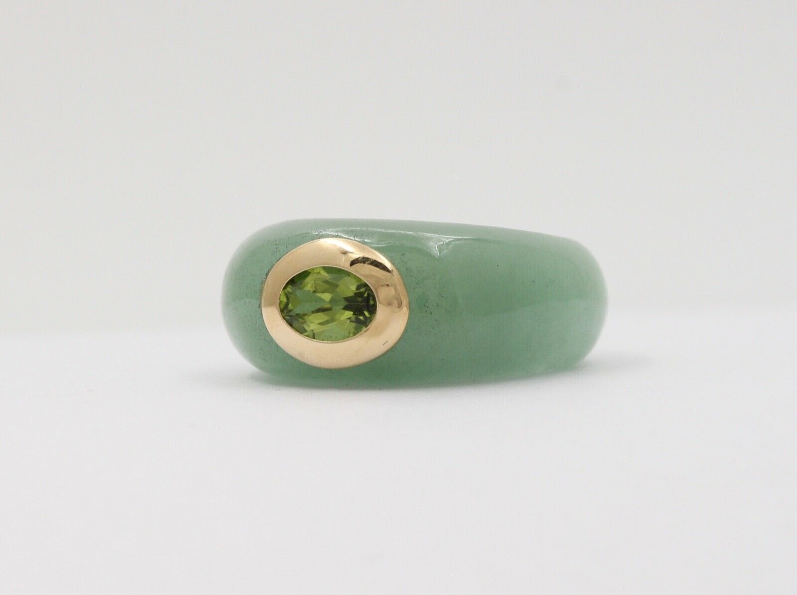 Vintage Jade Peridot 14K Yellow Gold Ring