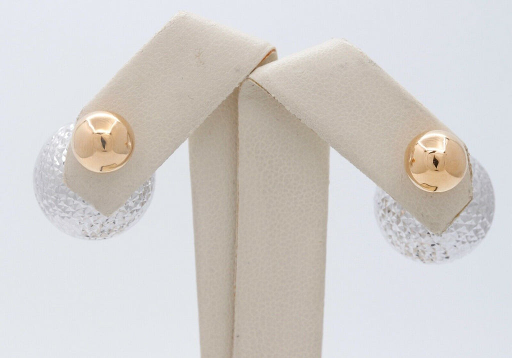 Italian Vintage 14K White Yellow Ball Earrings