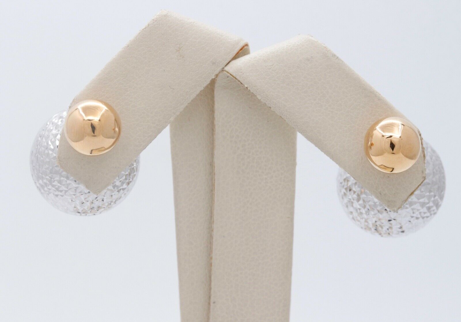 Italian Vintage 14K White Yellow Ball Earrings