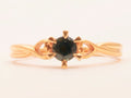 Vintage Ladies Solitaire Blue Sapphire 18K Yellow Gold Ring
