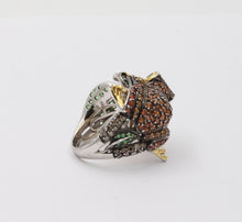 Load image into Gallery viewer, Vintage Frog Sapphires Citrine Tsavorite Diamonds14K White Yellow Gold Ring
