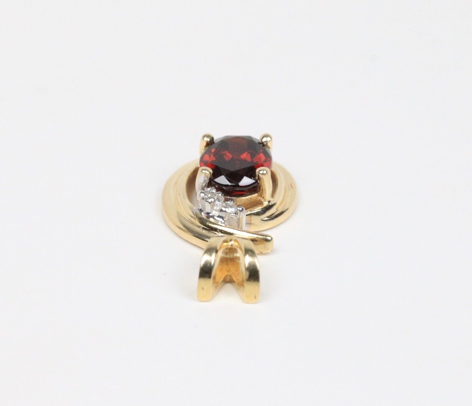 Vintage Garnet Diamond 14K Yellow Gold Pendant