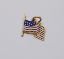 Load image into Gallery viewer, Vintage American Flag 14K Yellow Gold Enamel Pendant Charm
