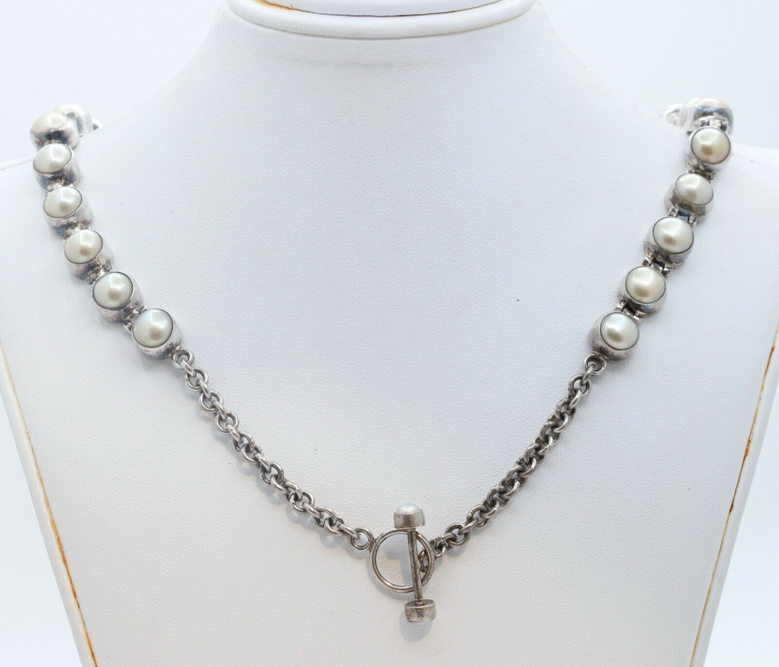 Vintage Aceloni Necklace 925 Sterling Silver and Pearls