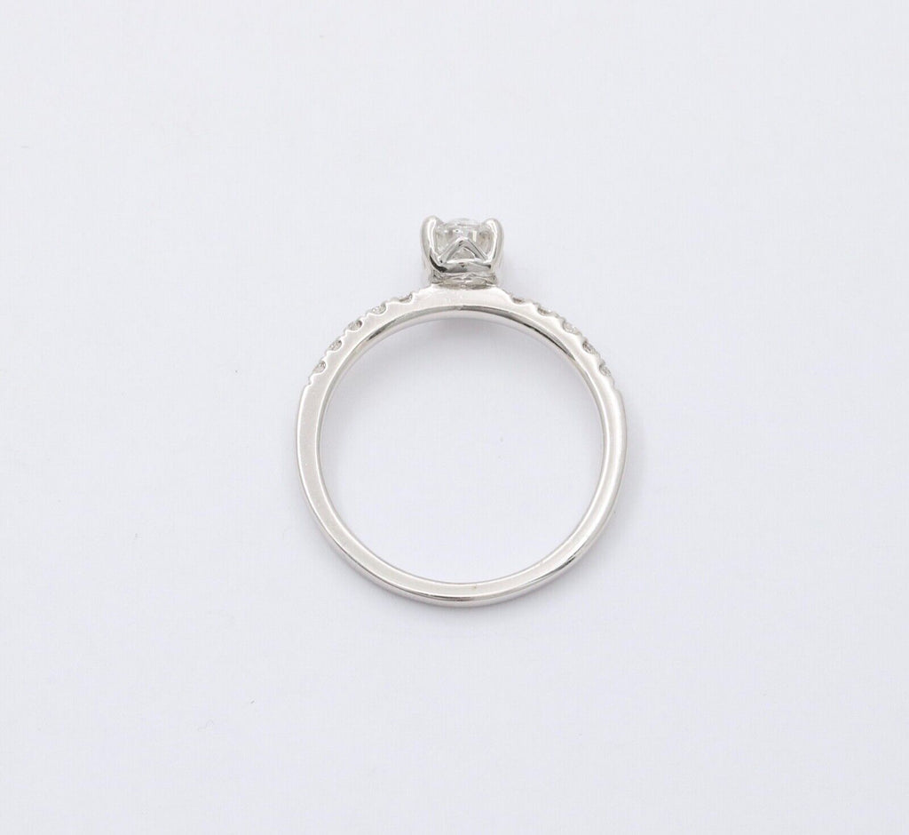 Vintage Solitaire Oval Diamond 14K White Gold Engagement Ring