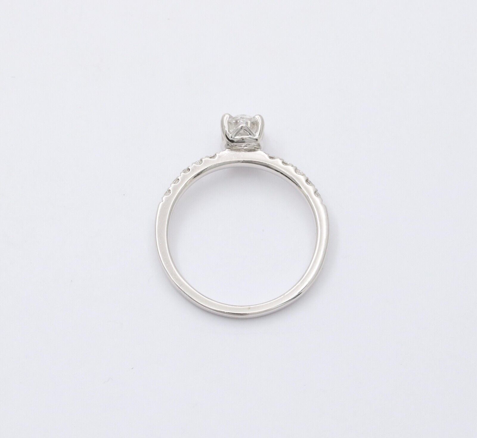 Vintage Solitaire Oval Diamond 14K White Gold Engagement Ring