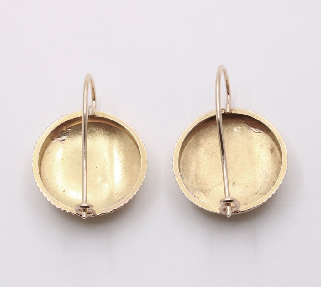 Victorian Flower 14K Yellow Rose Gold Dangle Earrings