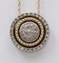 Vintage 14K & Sterling Silver Diamond Pendant , Necklace