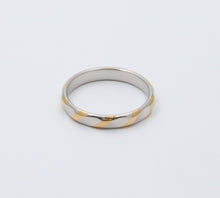 Load image into Gallery viewer, The Geneva Two tone Platinum &amp; 18K Yellow Gold Strip Stacking Band.
