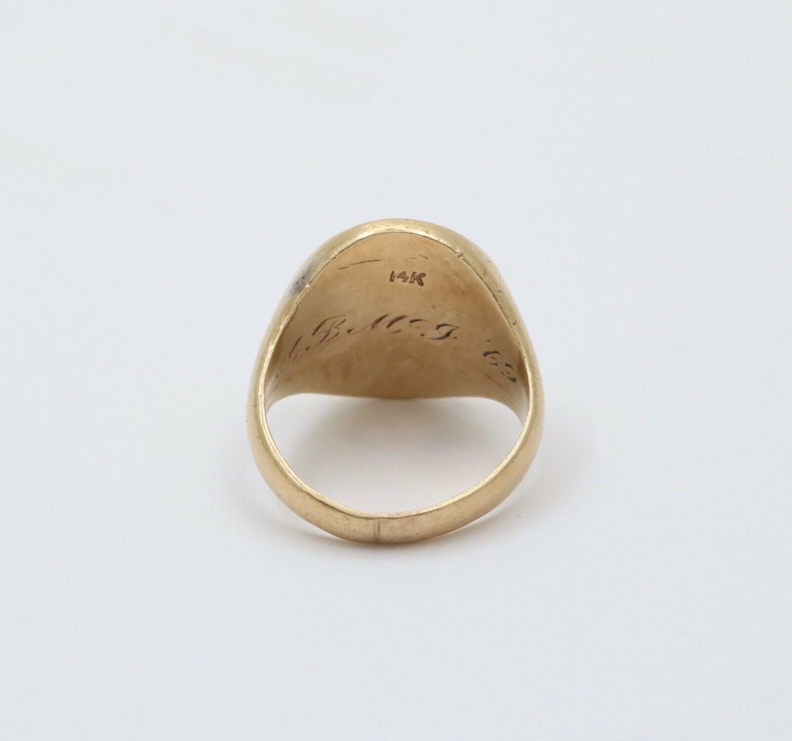 Vintage 14K Yellow Gold 1869 Stag Deer Intaglio Signet Estate Ring