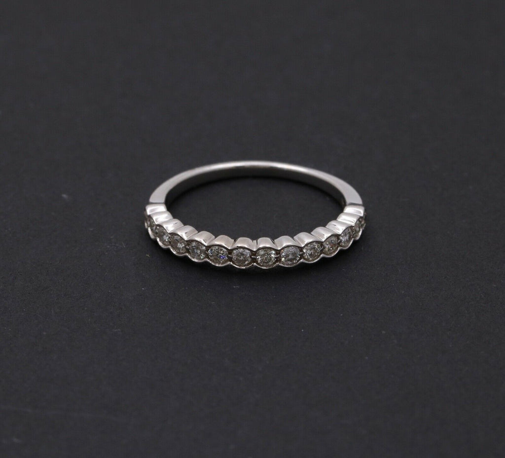 Vintage Diamonds 14K White Gold Wedding Band Stacking Ring