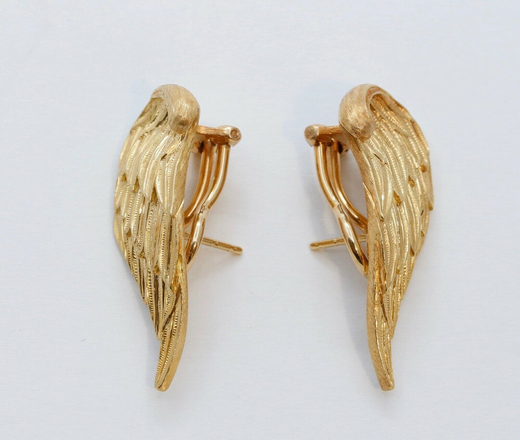 Vintage Buccellati Wing Earrings 18K Yellow Gold