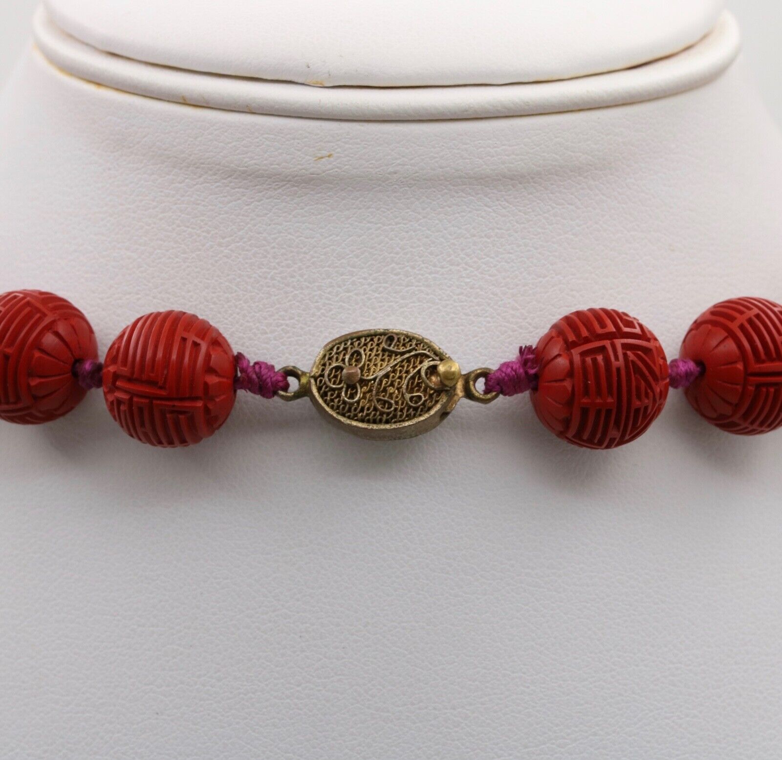 Vintage Red Cinnabar Chanterelle Necklace