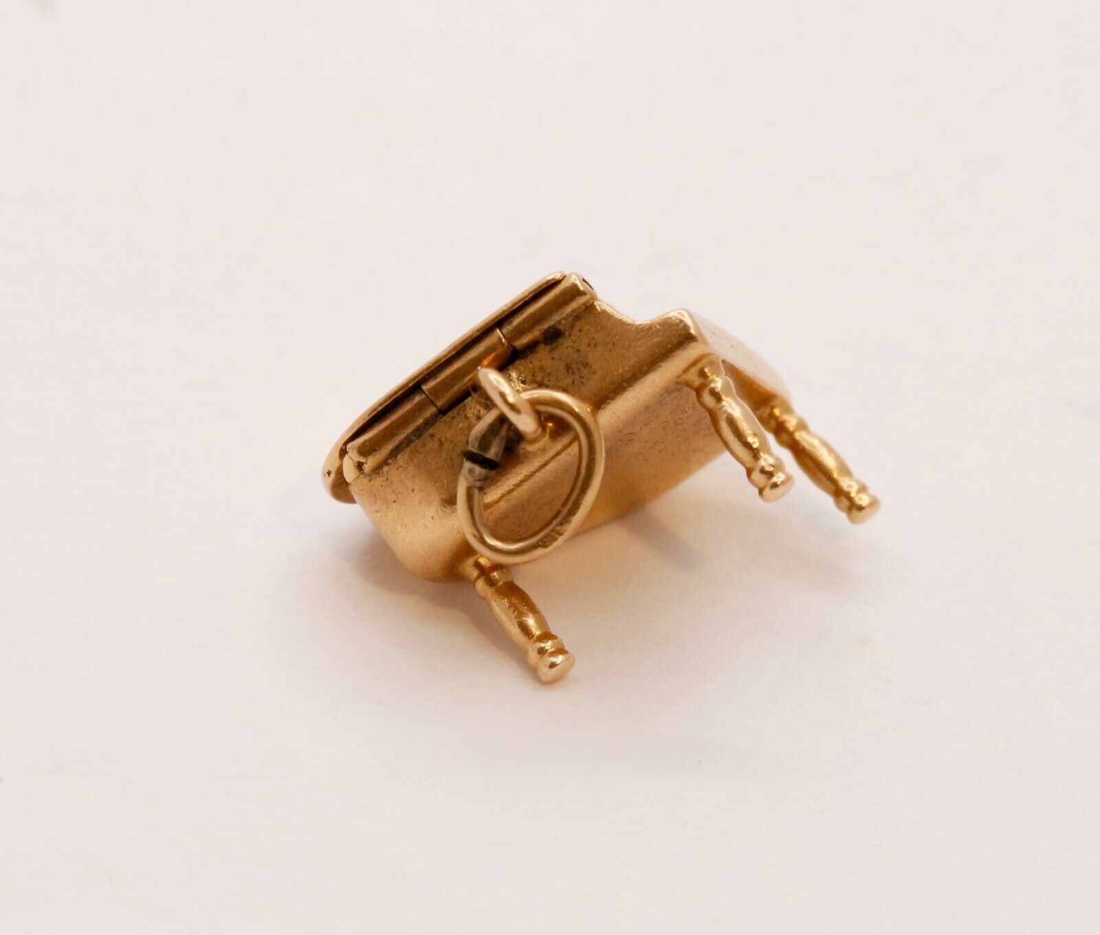 Vintage 14K Yellow Gold Movable Piano Enamel Pendant Charm