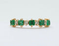 Vintage Emerald Diamonds 14K Yellow Gold Ring Band
