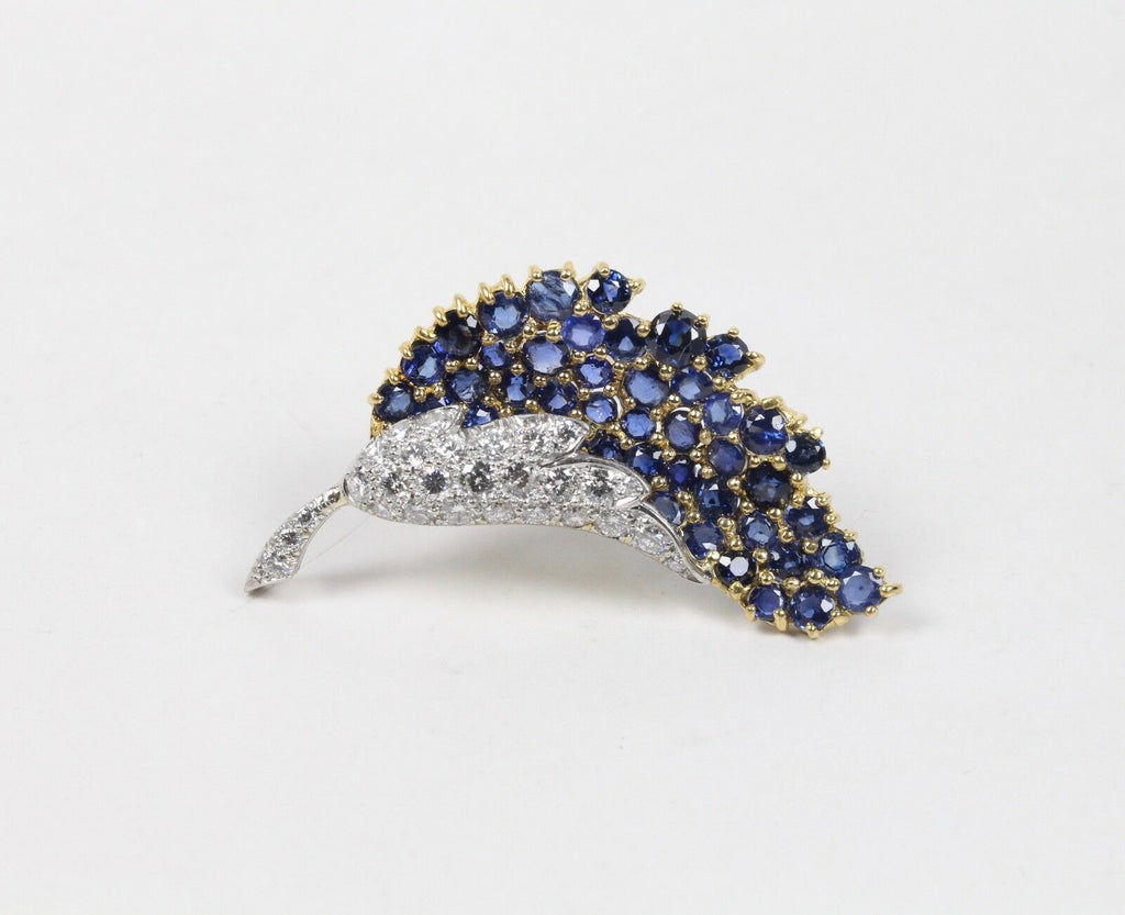 Vintage 18K Sapphire & Diamond Brooch