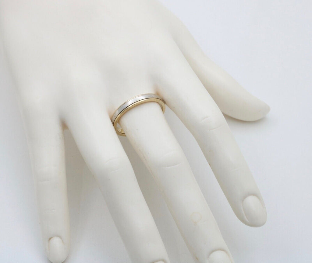 Art Deco Style Men's 14K Yellow White Gold Wedding Band