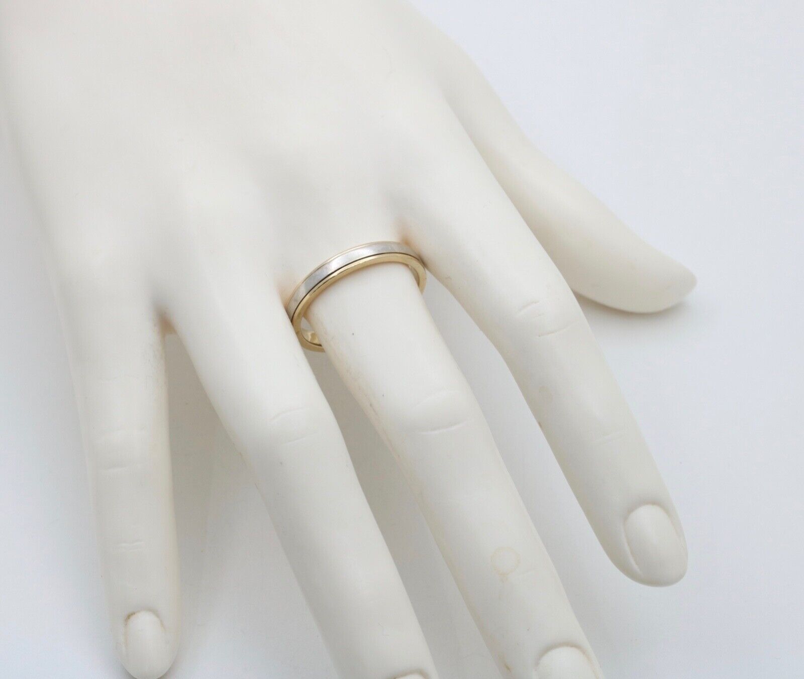 Art Deco Style Men's 14K Yellow White Gold Wedding Band