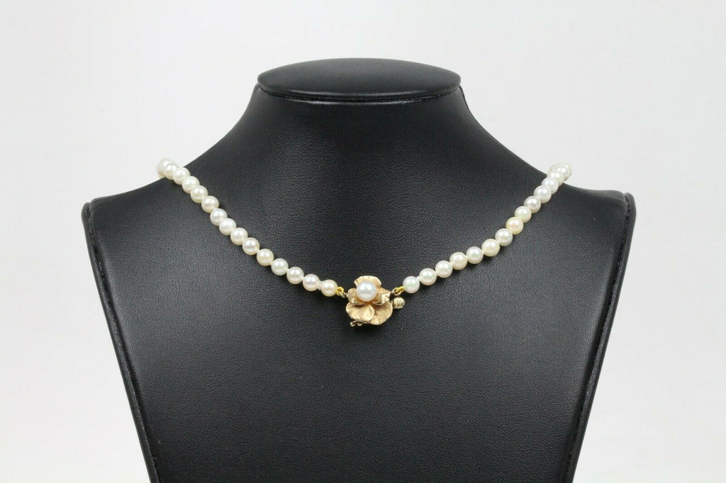 Vintage 14K Yellow Gold Pearl Strand Necklace
