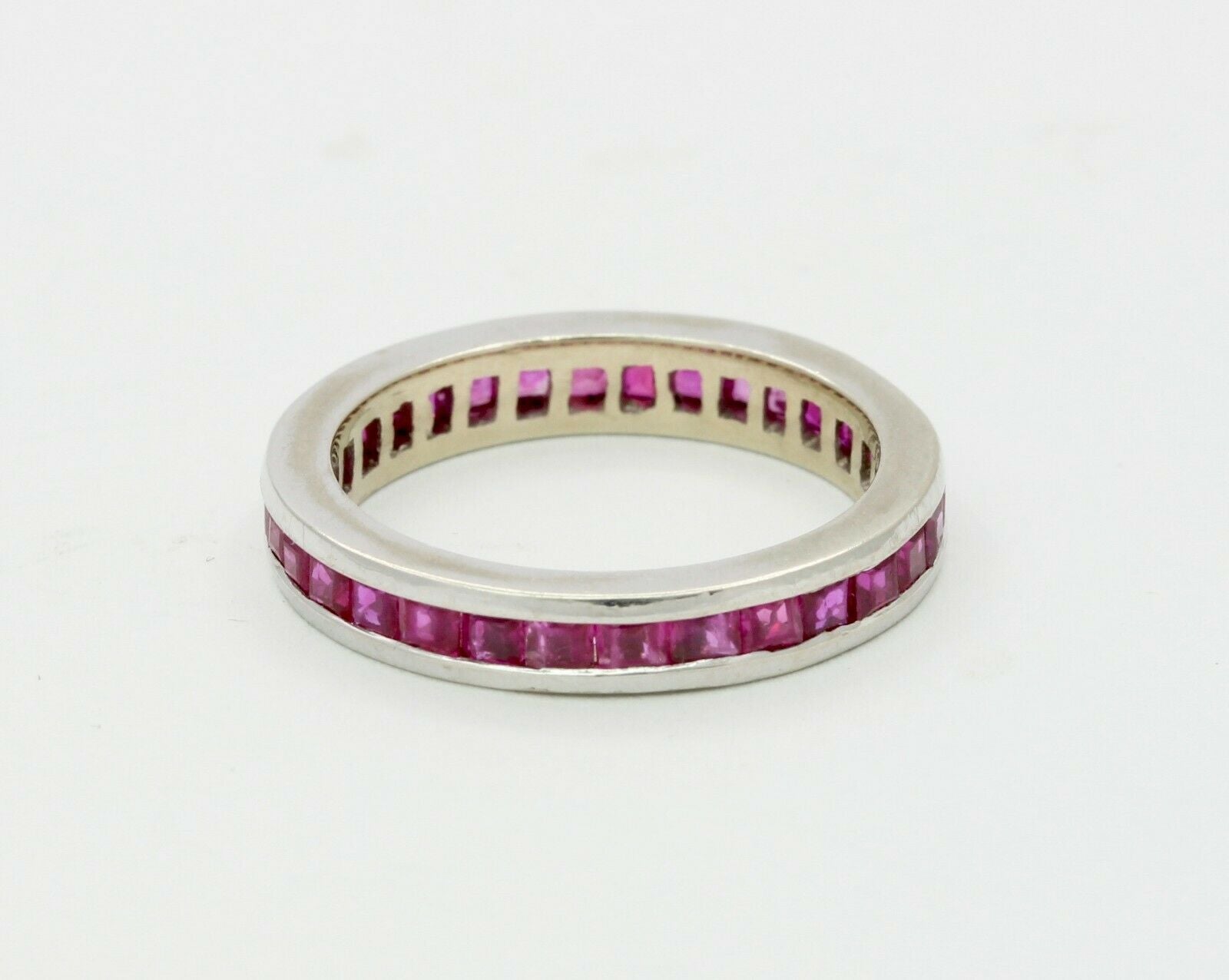 Vintage 14K White Gold Ruby Eternity Band