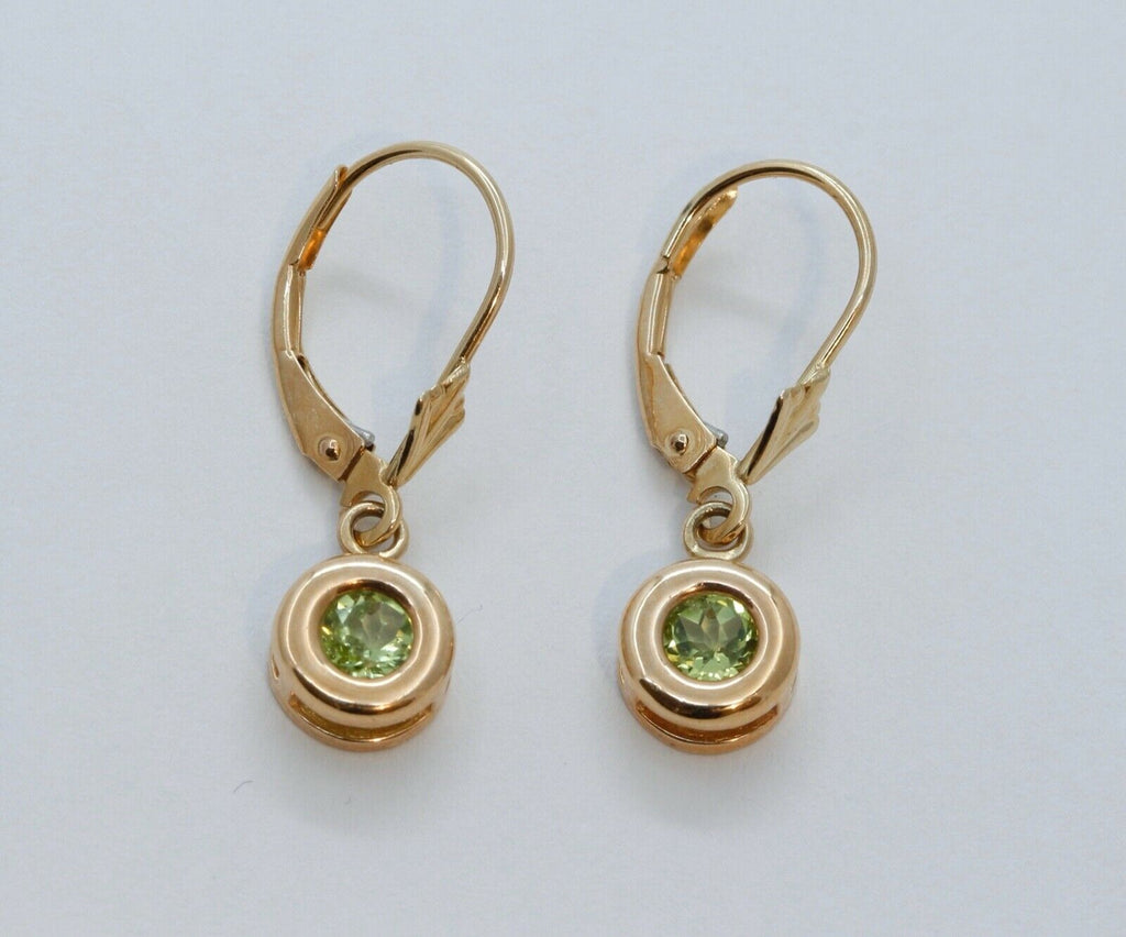 Ladies Vintage Peridot 14K Yellow Gold Earrings