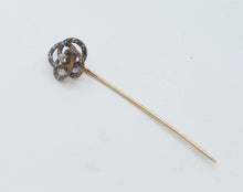 Load image into Gallery viewer, Rare Victorian Diamond Enamel 14K Yellow Gold Stick Pin
