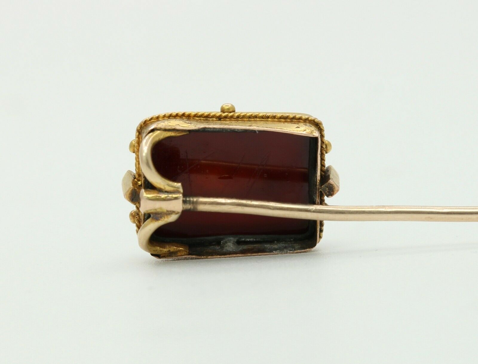 Vintage 10K Yellow Gold Sard Intaglio Stick Pin