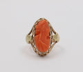 Antique Victorian Carved Coral Woman’s Portrait Two Tone Gold Ring