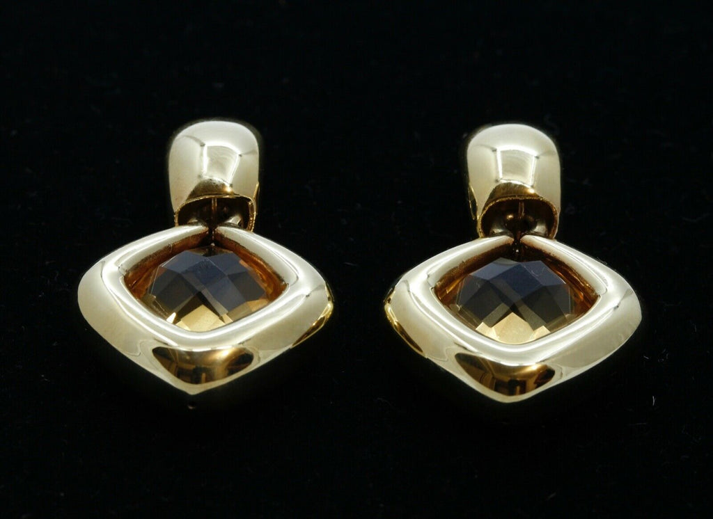 Italian Dangle 18K Yellow Gold Citrine Earrings