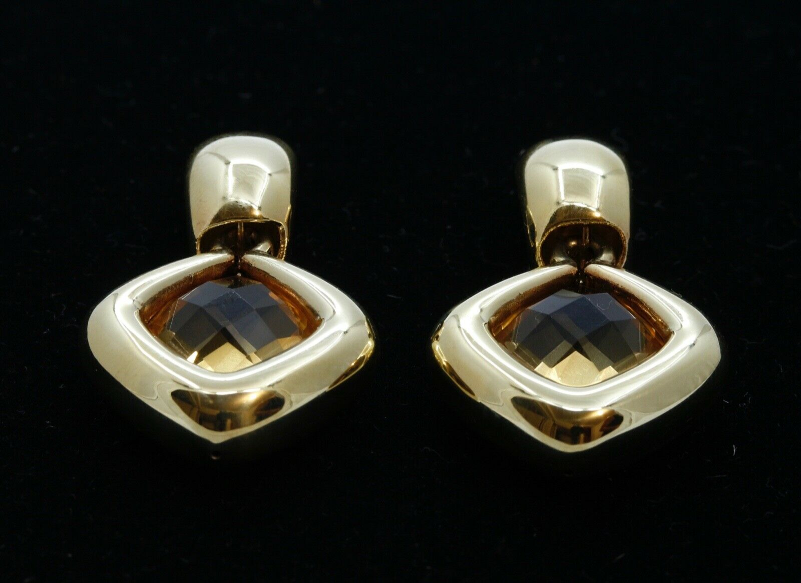 Italian Dangle 18K Yellow Gold Citrine Earrings