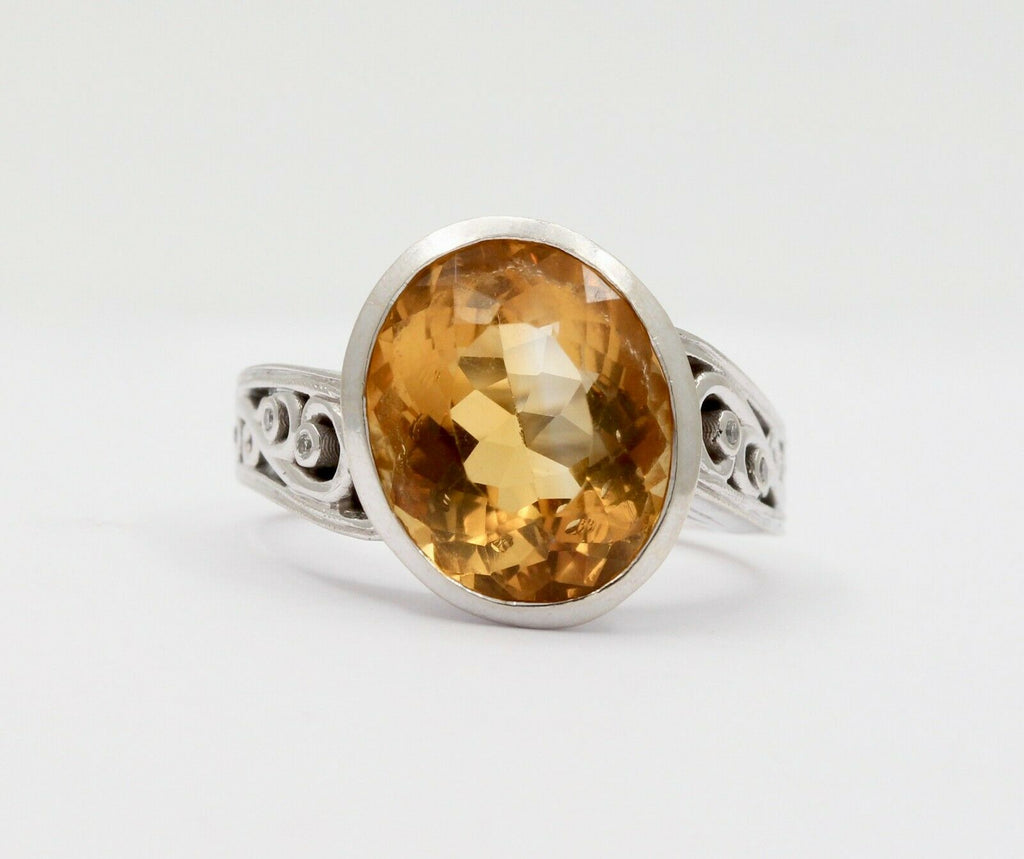 Vintage 14K Chunky Large Citrine Statement Ring