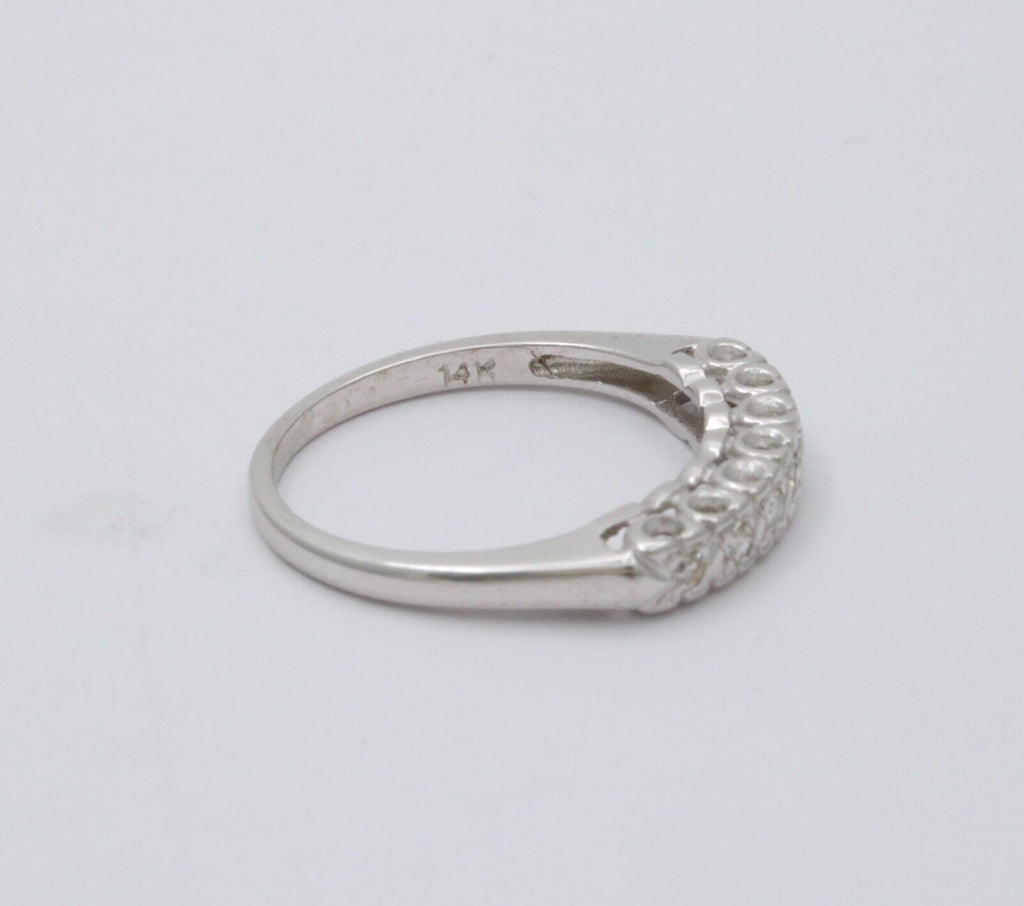 Vintage 14K Gold Diamond Half Eternity Ring Band