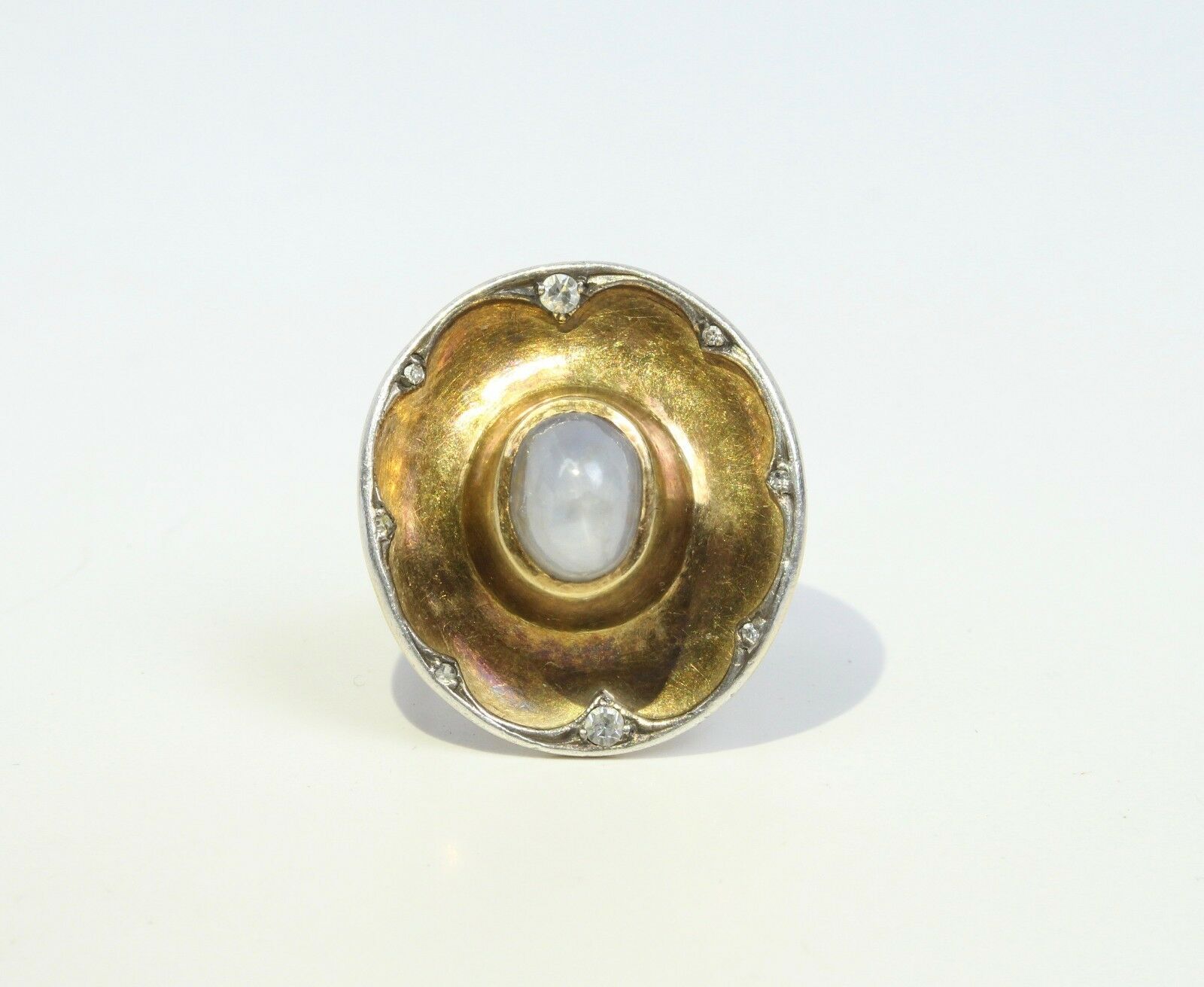 Vintage Star Sapphire Diamonds 18K Yellow Gold Cowboy Hat Ring