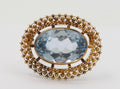 Antique Victorian Etruscan Revival Blue Spinel Brooch Pin